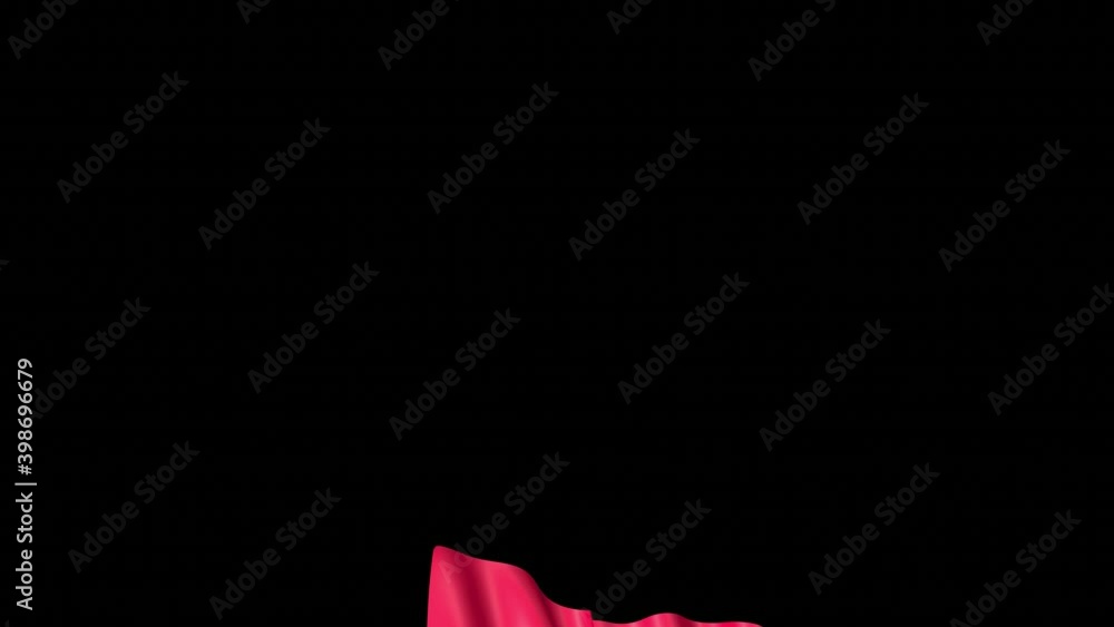 Poster 3d render of tearing off the screen red mat fabric with luma matte as alpha channel for festive appe