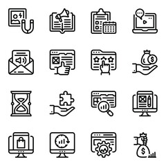 
Web Marketing Icons in Solid Style Designs
