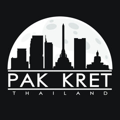 Fototapeta premium Pak Kret Thailand Skyline City Flat Silhouette Design Background.