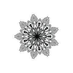Round flower mandala.Black and white image.Vector illustration