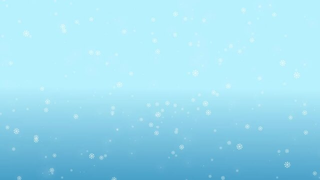 Snowfall on a blue background 2d animation, Animated falling snow in hd resolution