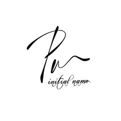 Pw handwritten logo for identity black white