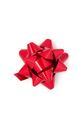 Red gift bow on a white background
