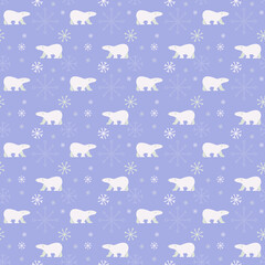 Seamless pattern with polar bears designed in minimalist flat style