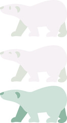 Set of three polar bears designed in minimalist flat style