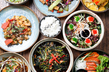 Thai food. Thai cuisine. Traditional colorful Thai food.