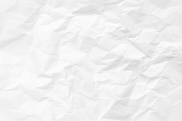 White crumpled paper texture background. Clean white paper. Top view.