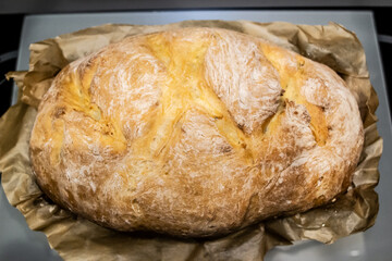 Freshly baked homemade bread photo