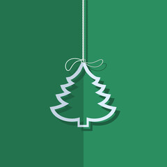 Outline Christmas tree. Minimal Christmas abstract background. Christmas greeting card. Vector illustration.