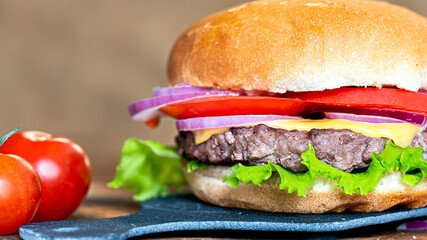 hamburger on black background