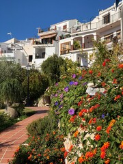 Spanish white houses with flowers