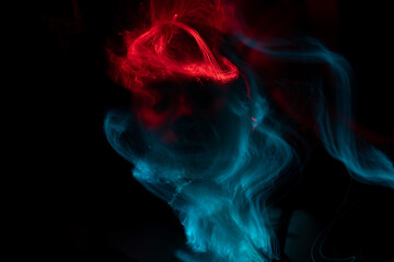 Obraz premium lightpainting portrait, new art direction, long exposure photo without photoshop, light drawing at long exposure