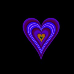 heart symbol with patterns on a black background. close-up.