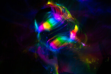 lightpainting portrait, new art direction, long exposure photo without photoshop, light drawing at long exposure