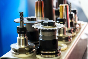 Automation and industry 4.0 concept with modern CNC milling machine cutters detail