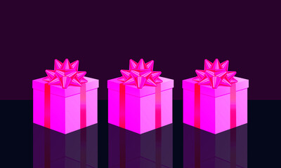 Christmas illustration with gifts on dark background