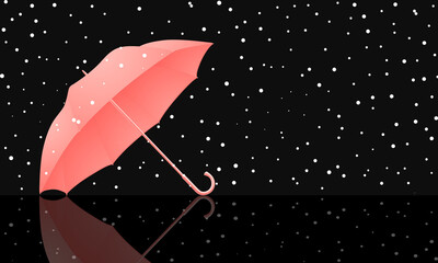 Illustration with an umbrella and background with snow