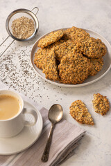 Homemade vegan oatmeal cookies with chia seeds.