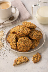 Homemade vegan oatmeal cookies with chia seeds.