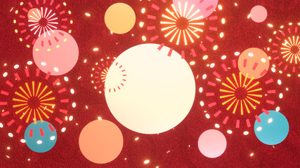 3d render Chinese New Year paper art style fireworks background.