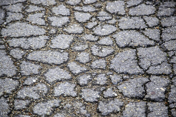 Cracked asphalt road