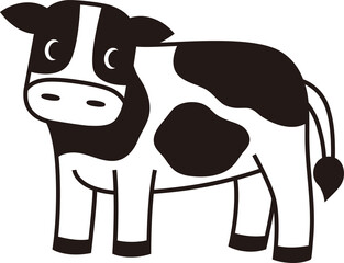 角なし乳牛のイラスト （白黒ver.）