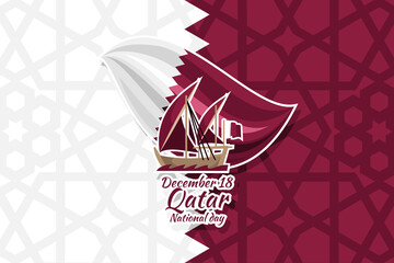 December 18, Qatar National Day Vector Illustration. Suitable for greeting card, poster and banner.