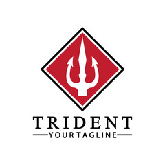 Vintage Trident Spear of Poseidon Neptune God Triton King logo design