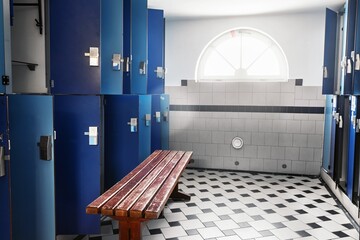 Locker room with modern new lockers