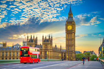 Fototapeta na wymiar Big Ben clock tower at sunset in London. England