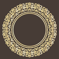 Mandala, designer frame, circle.Designer decorative frame.Beautiful elegant vector element for design and place for your text. Border for any of your ideas.Lace image in the form of a circle or sun.