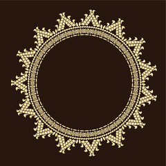 Mandala, designer frame, circle.Designer decorative frame.Beautiful elegant vector element for design and place for your text. Border for any of your ideas.Lace image in the form of a circle or sun.