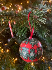christmas tree with ball and sweet