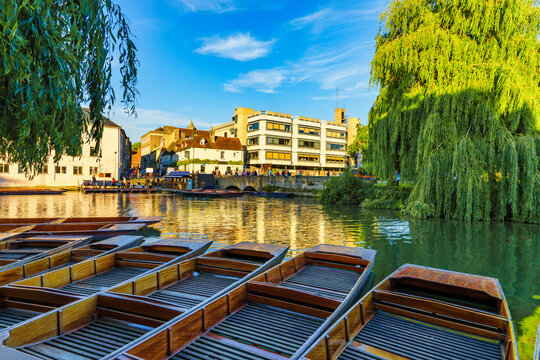 Cambridge City Centre Seen From River Cam. England