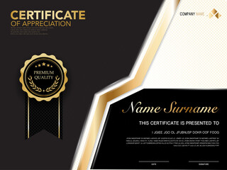 diploma certificate template black and gold color with luxury and modern style vector image, suitable for appreciation.  Vector illustration EPS10.