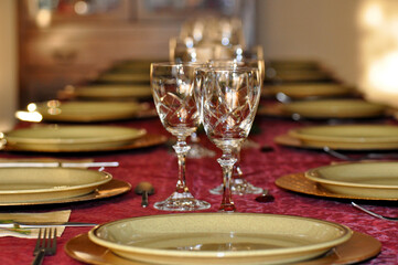 Elegant table set for christmas eve