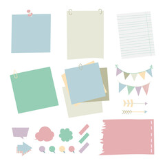 paper stick notepad set in different color. vector illustration concept