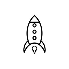 Rocket icon on white background. Vector illustration in flat cartoon design. Design for webpage, banner, poster, graphic. 