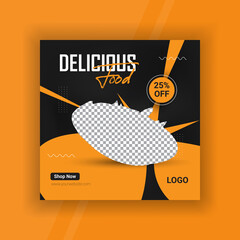 Food Promotional Social Media Post Banner Design Template.