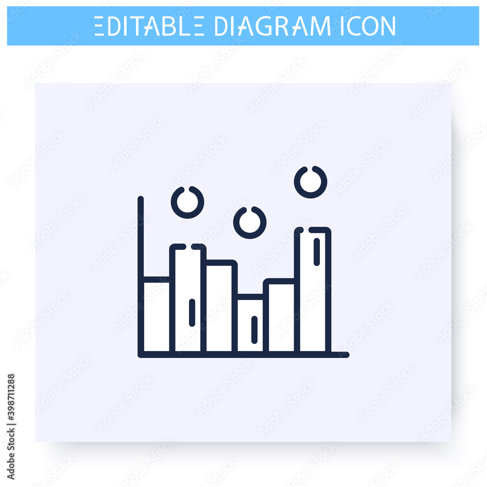 Aufkleber histogram line icon. statistics bar chart. business, analytics, structure visualisation. infographic