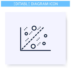 Scatter plot line icon.Cartesian coordinates. Science, analytics and business, visualisation. Infographic, presentation or planning scheme.Simple design. Isolated vector illustration. Editable stroke 