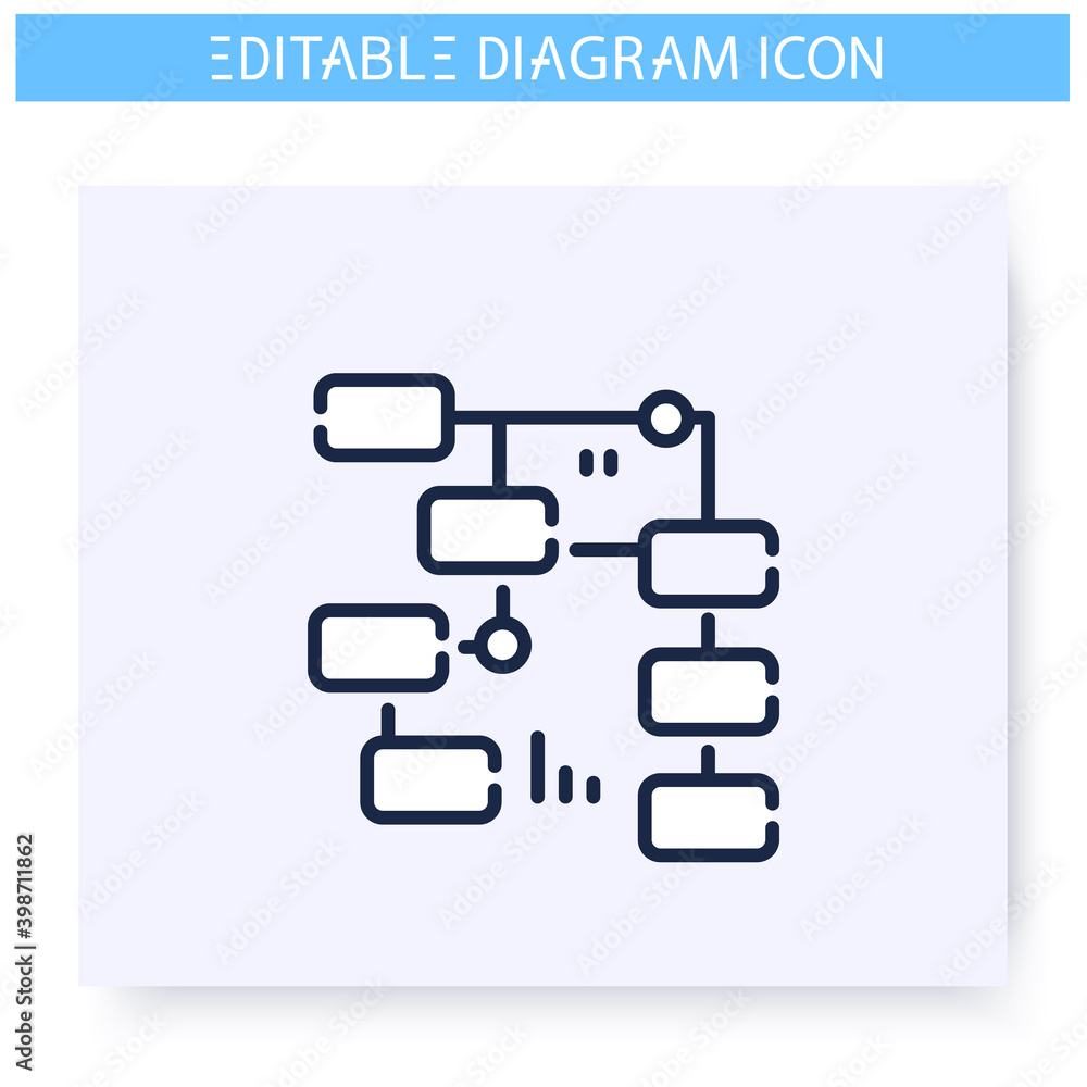 Aufkleber activity diagram line icon. workflow progress scheme. business, management visualisation. infographi