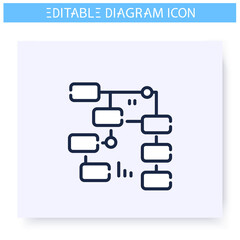 Activity diagram line icon. Workflow progress scheme. Business, management visualisation. Infographic, presentation, planning scheme. Simple design. Isolated vector illustration. Editable stroke 