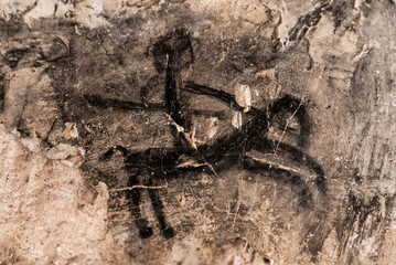 Ancient cave coal paint in Cappadocia, Turkey