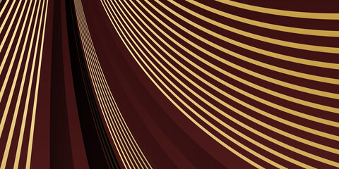 Gold and red abstract background with wave golden lines