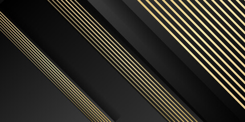 Abstract polygonal pattern luxury dark black with gold