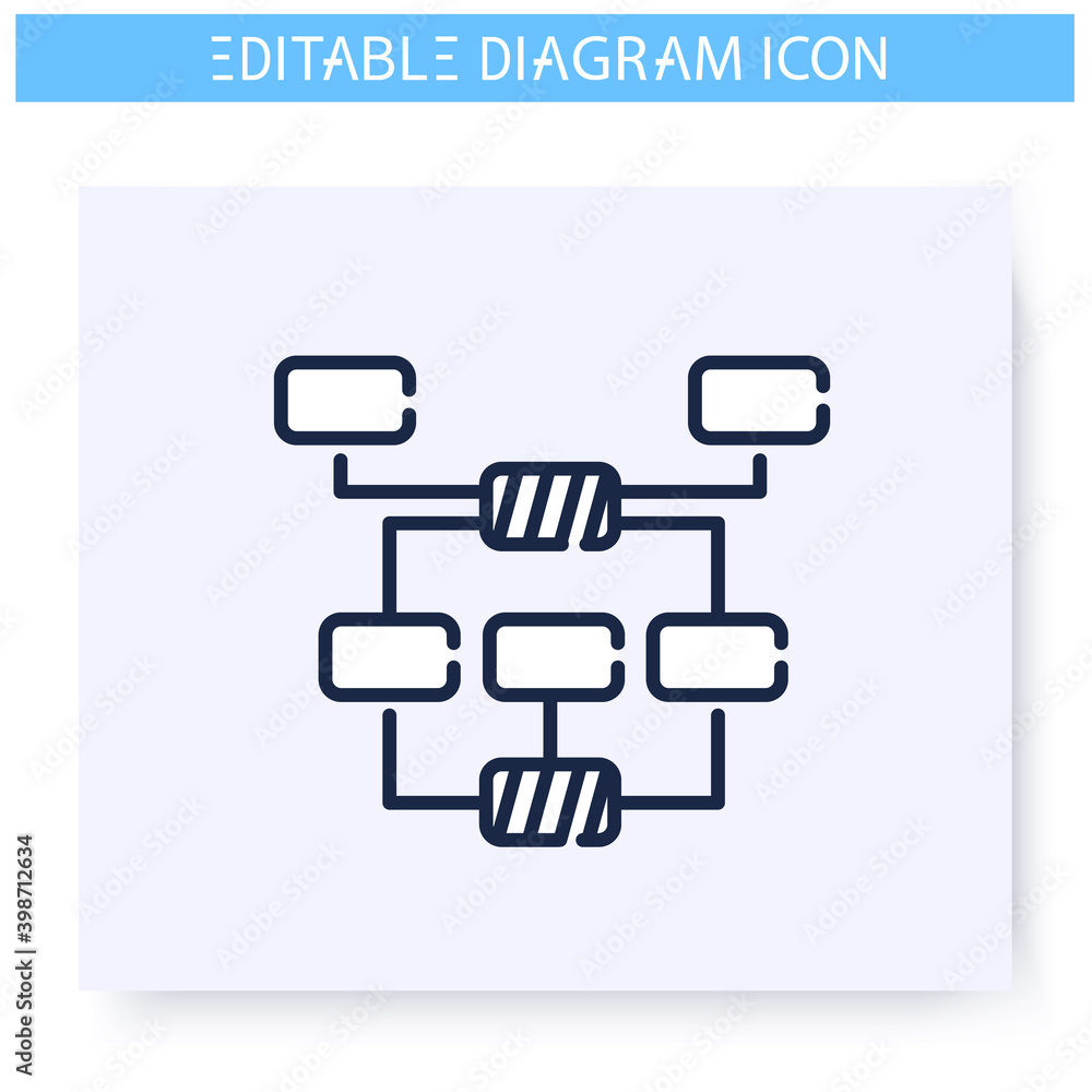Poster tree diagram line icon. information graphic. business, management, structure visualisation. infograp