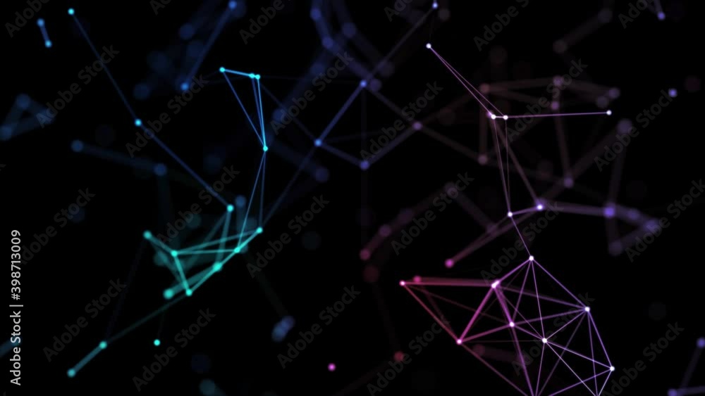 Aufkleber digital connection moving dots and lines transform. network connection structure. 3d. communication 
