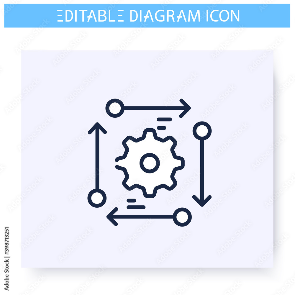 Aufkleber process diagram line icon.development graphic. business, management, structure visualisation. infogr