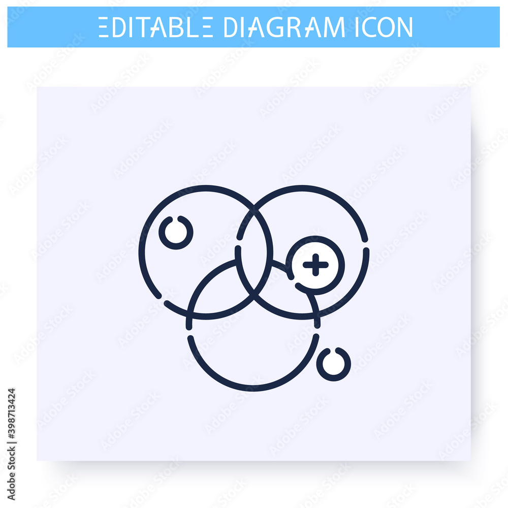 Poster venn diagram line icon. circle chart. business, management, structure visualisation. infographic, pr